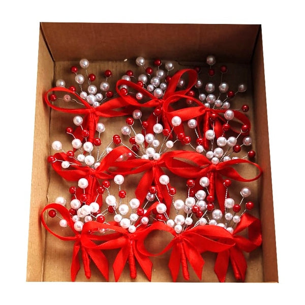 Set 8 cocarde nuntă din lemn – Mire, Mireasă, Nași și Părinți, 7×7 cm | MCF - MCF România