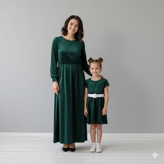 Set mama fiica catifea, verde smarald - MCF România