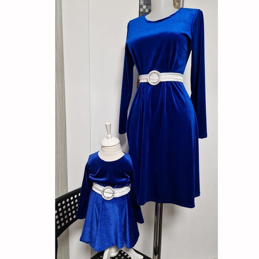 Set mama fiica din catifea albastru - MCF România