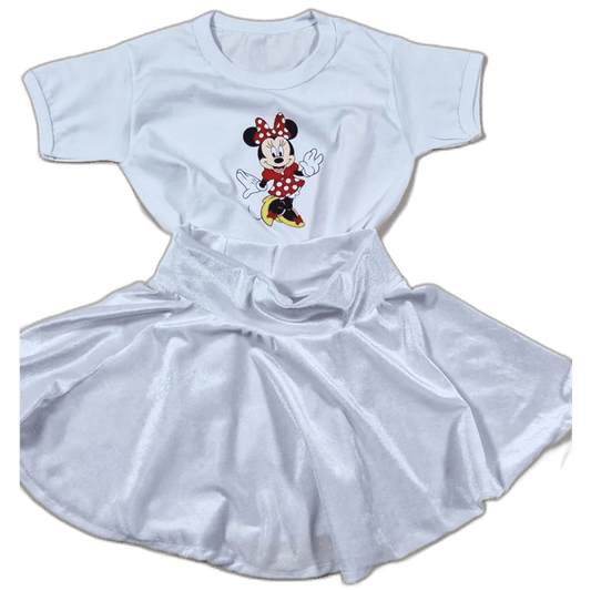 Set tricou Minnie și fustă din catifea albastra - MCF România