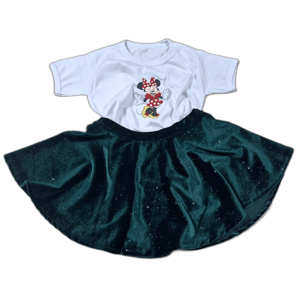 Set tricou Minnie și fustă din catifea albastra - MCF România