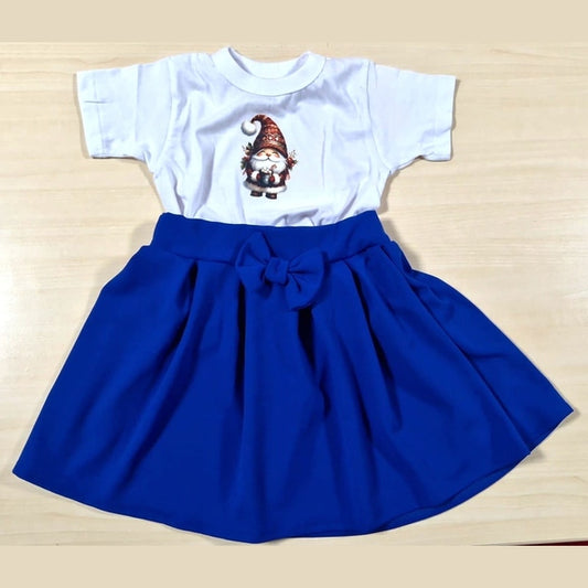 Set tricou Mos și fustă din material elastic, rep - MCF România