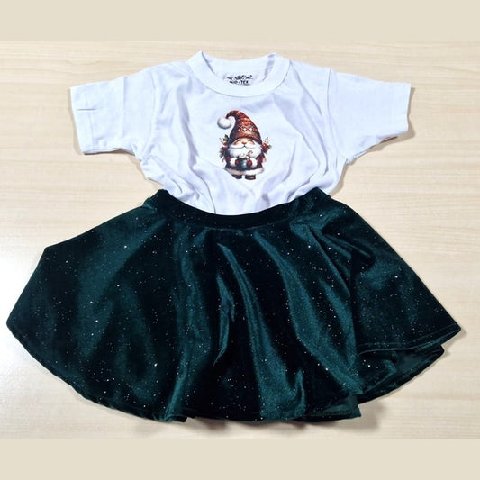 Set tricou Pitic și fustă catifea elastica - MCF România