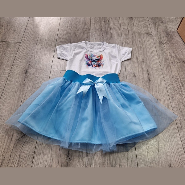 Set tricou și fustă fete Stitch cu tull - MCF România