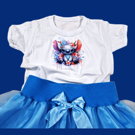 Set tricou și fustă fete Stitch cu tull - MCF România