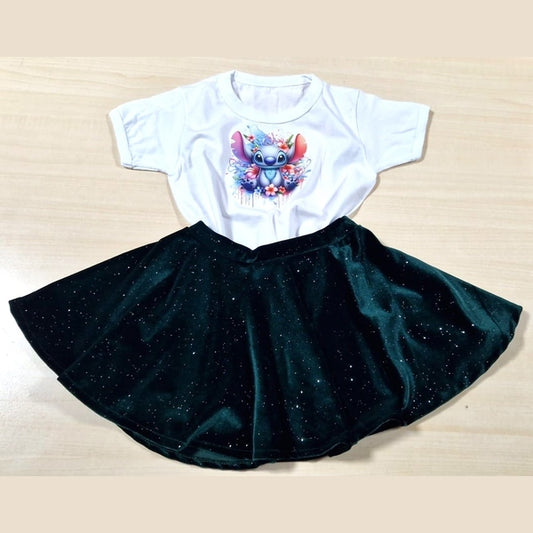 Stitch tricou și fustă din catifea elastica sau crep - MCF România