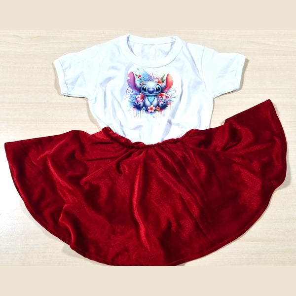 Stitch tricou și fustă din catifea elastica sau crep - MCF România