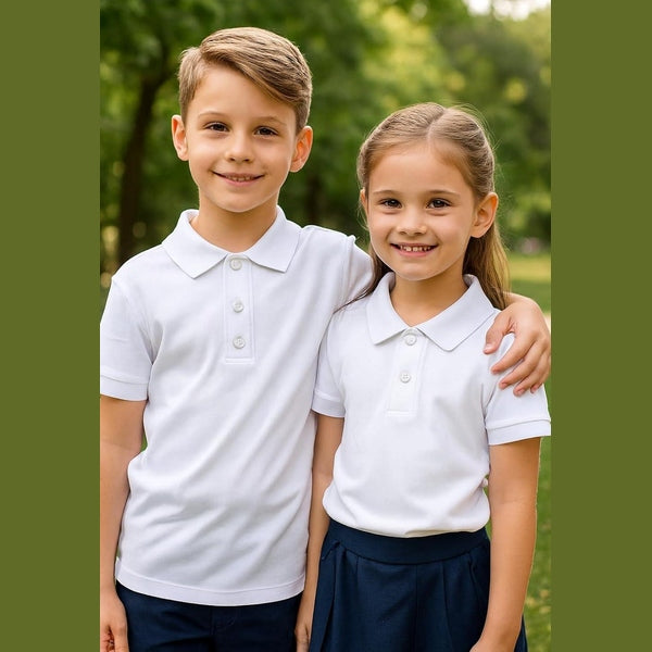 Tricou polo unisex pentru școală 10–13 ani – personalizare opțională