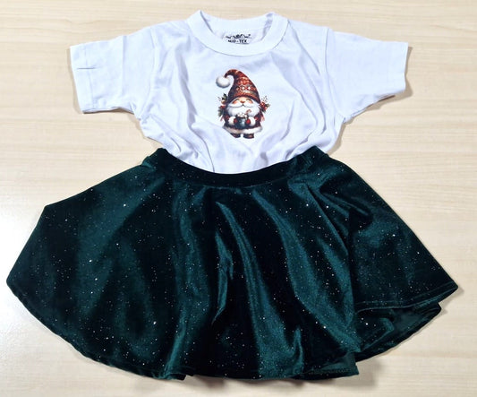Set tricou Pitic și fustă catifea elastica