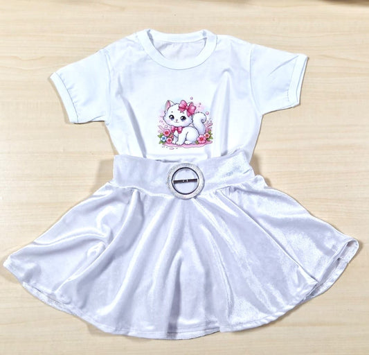 Set tricou Pisica și fustă din catifea elastica