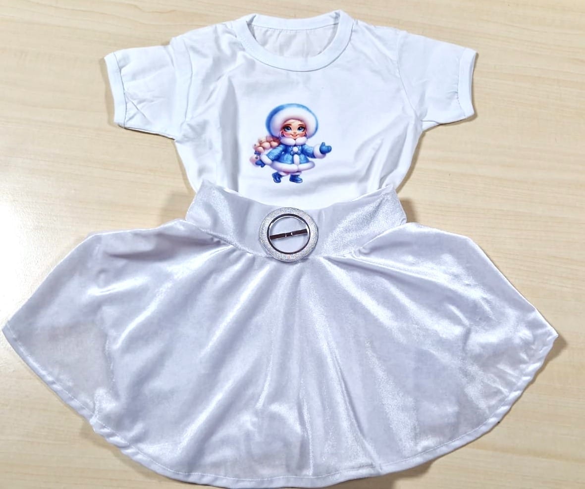 Baby Elsa white velvet skirt and t-shirt 2-9 years