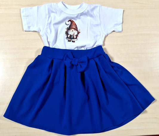 Set tricou Mos și fustă din material elastic, rep