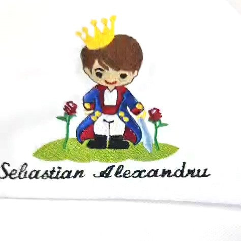 Trusou botez complet MCF 9 piese “Micul Print” personalizat