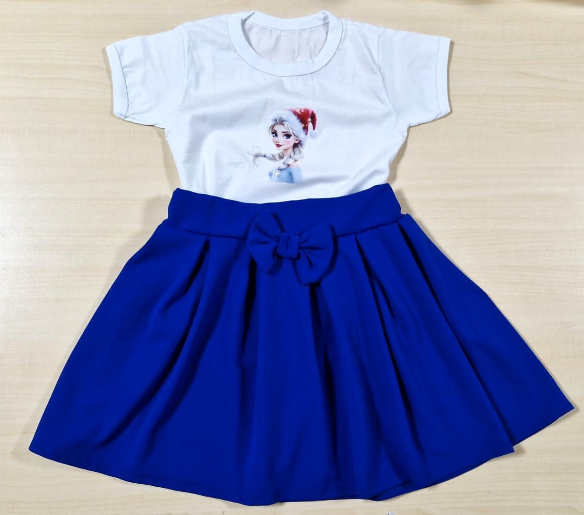 Elsa white velvet skirt and t-shirt 2-9 years