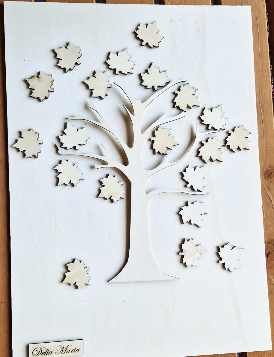 Wooden wishing tree with removable leaves – Elegant decoration for weddings and baptisms