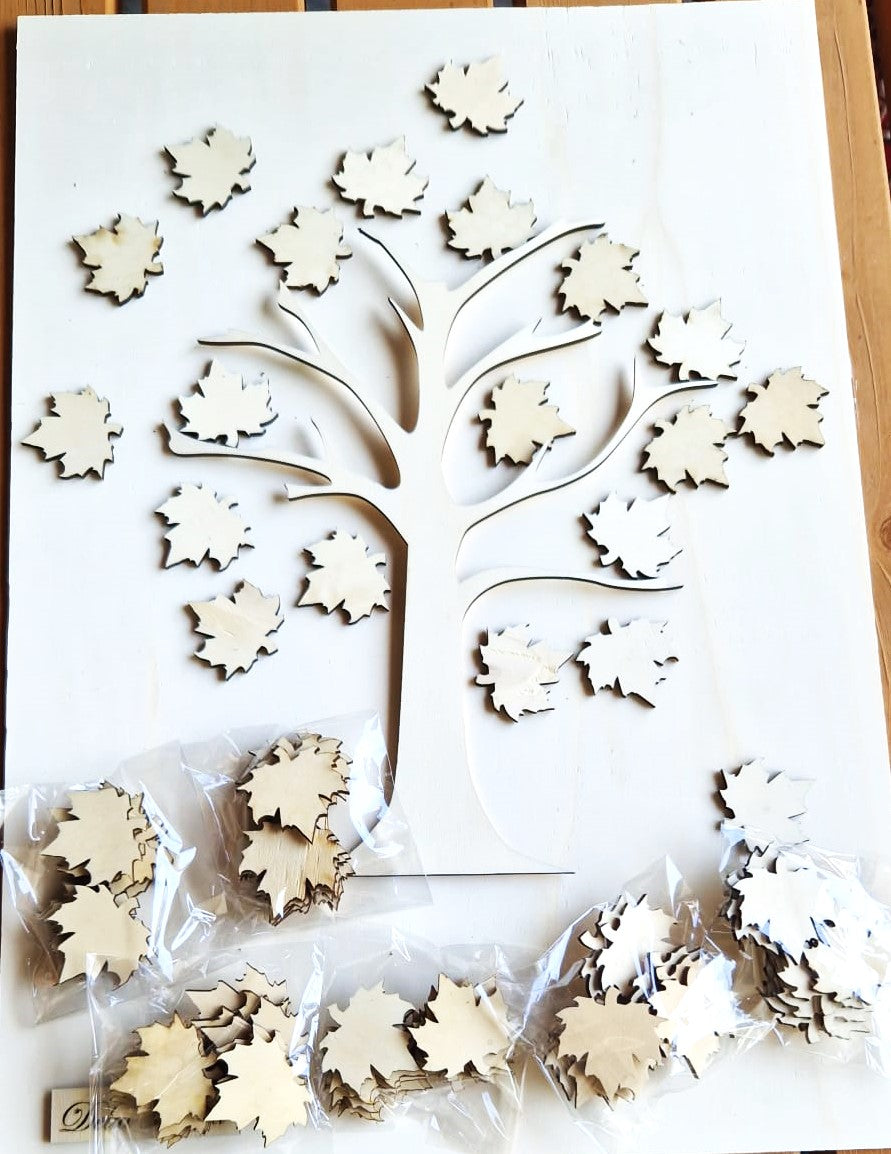 Wooden wishing tree with removable leaves – Elegant decoration for weddings and baptisms