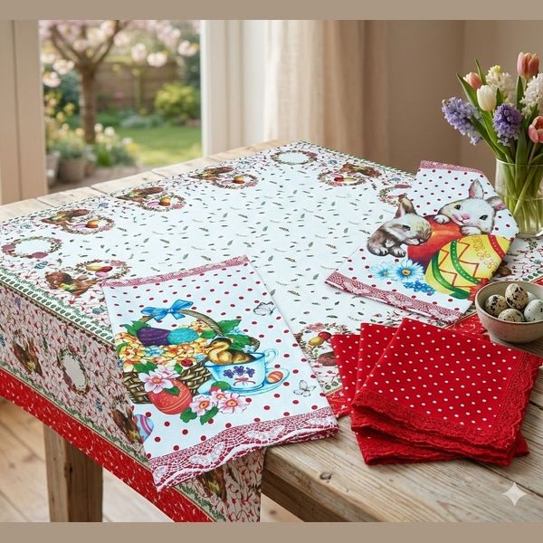 Set of 3 Easter Bunny Cotton Napkins