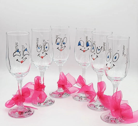Set 2 Pahare cu mutrisoare MCF marturii botez nunta