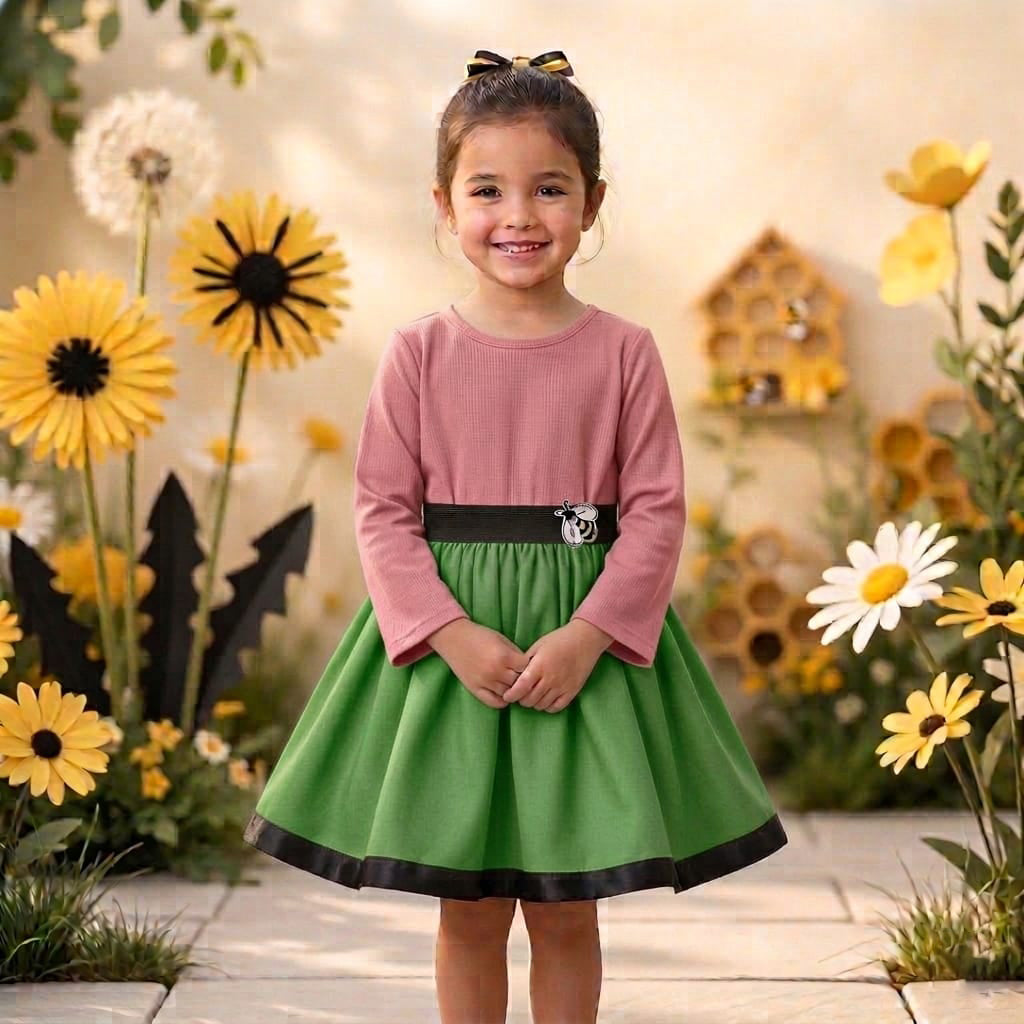 Rochiță Fetițe din Milaneză Elastică, Model "Bondar" cu Talie Elastică – Diverse Culori