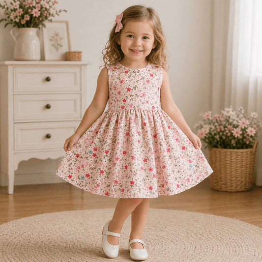 Rochie fete MCF -multicolora de vara -bumbac Flori magice