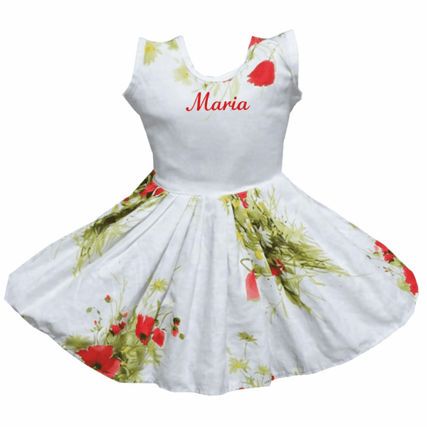 Multicolored cotton summer dress with poppy flower print MCF