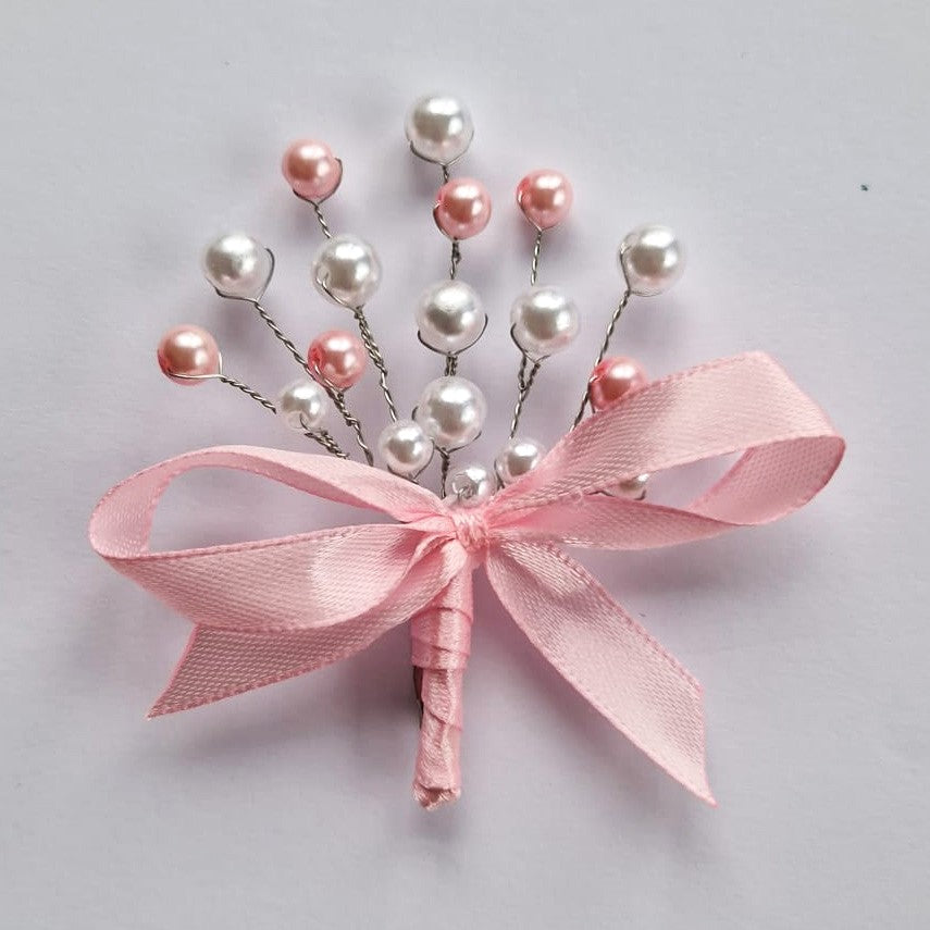 MCF wedding certificate personalized badge pink pearls rosette