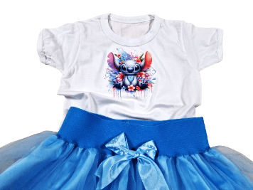 Set tricou și fustă fete Stitch cu tull