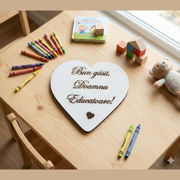 ecusoane din lemn gravat Educatoare 6cm - MCF România