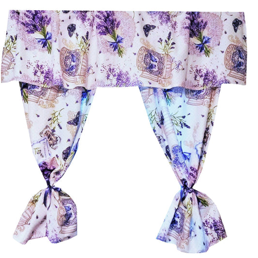 Perdea de bucatarie Flori Lavanda bumbac 100% MCF