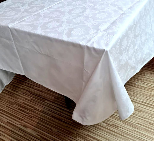 Fata de masa alba new Damasc bumbac