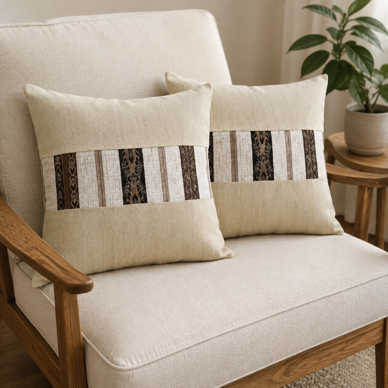 Set unicat 2 fețe de pernă decorative 40 × 40 cm – inserție jacard