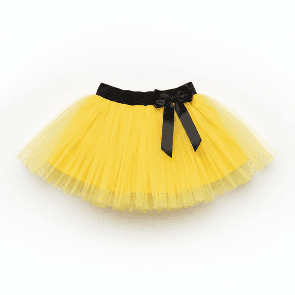 Fustă tutu galbenă cu fundiță neagră