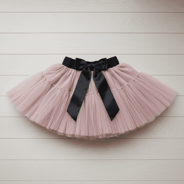 Fustă tutu roz pudră cu elastic negru