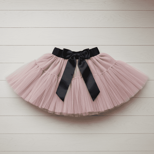 Fustă tutu roz pudră cu elastic negru