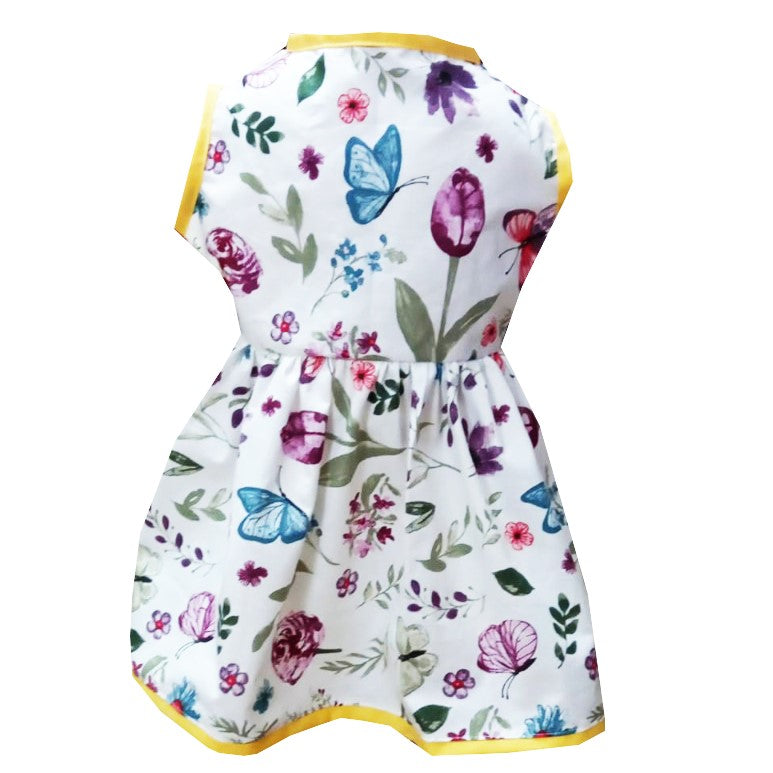 Rochie fete MCF fluturi si flori bumbac multicolor