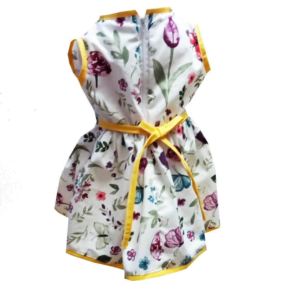 Rochie fete MCF fluturi si flori bumbac multicolor