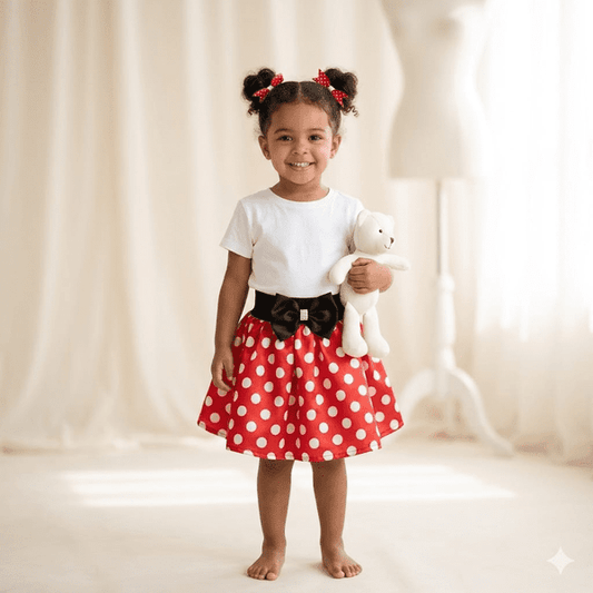 Fustă Minnie Mouse Roșie cu Buline Albe - Ținută Festivă Copii