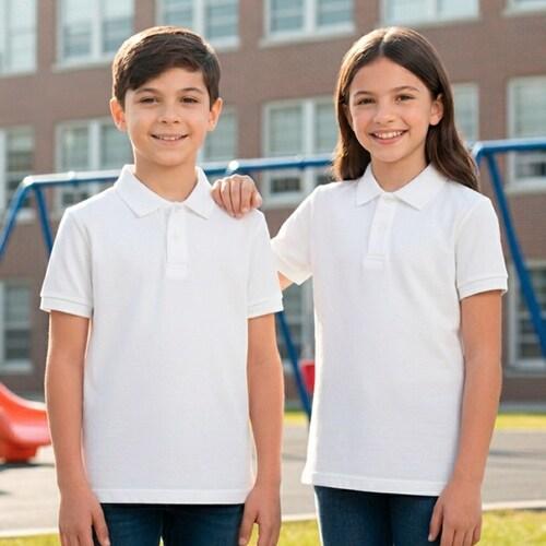 Tricou polo unisex pentru școală 10–13 ani – personalizare opțională