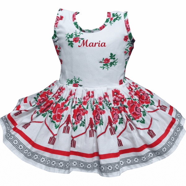 Rochie fete MCF traditionala Moldova rosu - personalizata cu nume