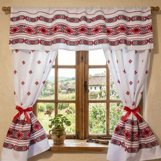 Oltenia kitchen curtain 100% cotton MCF