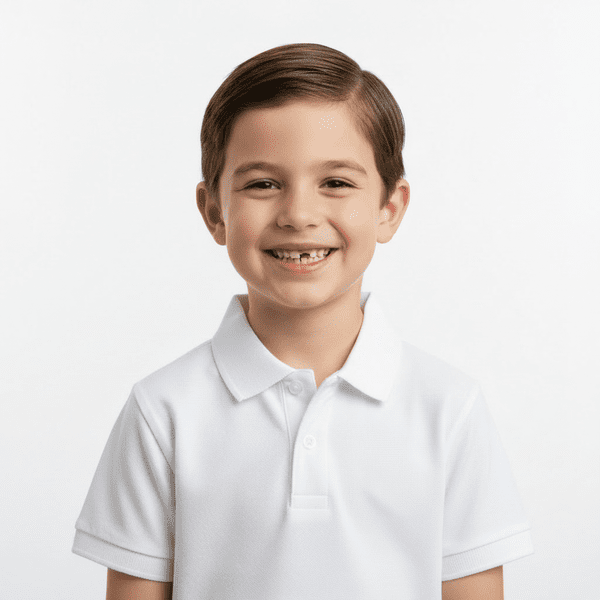 Portret copil tricou polo fără emblemă