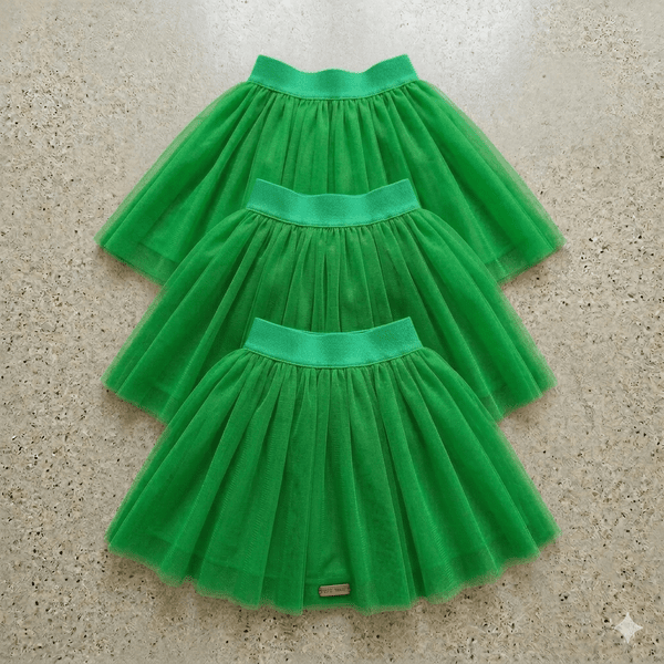 Fustă din Tull cu Elastic în Talie – Verde