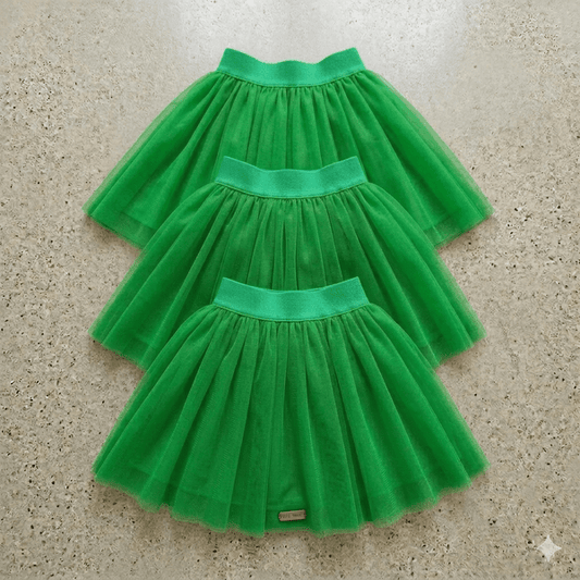 Fustă din Tull cu Elastic în Talie – Verde