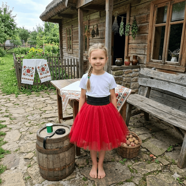 Fustă din Tull cu Elastic în Talie – Roșie