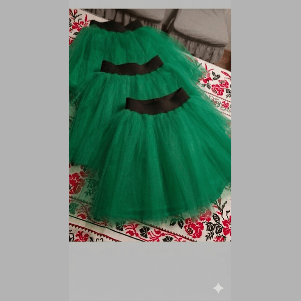 Fustă din Tull cu Elastic în Talie – Verde