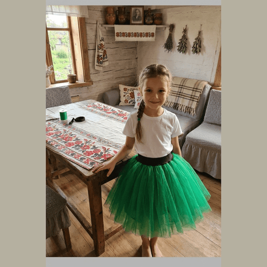 Fustă din Tull cu Elastic în Talie – Verde