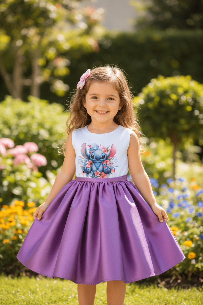 Rochie Stitch Mov - Grădină fustă scurtă