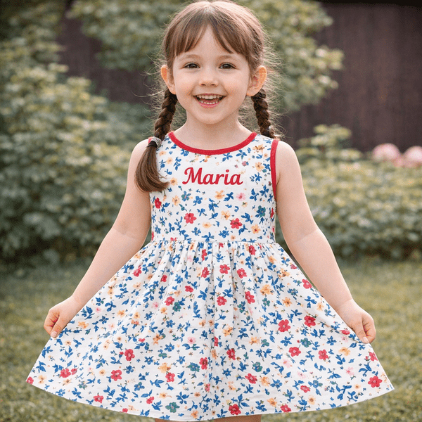 Rochie fete MCF multicolora de vara MCF din bumbac personalizată cu nume