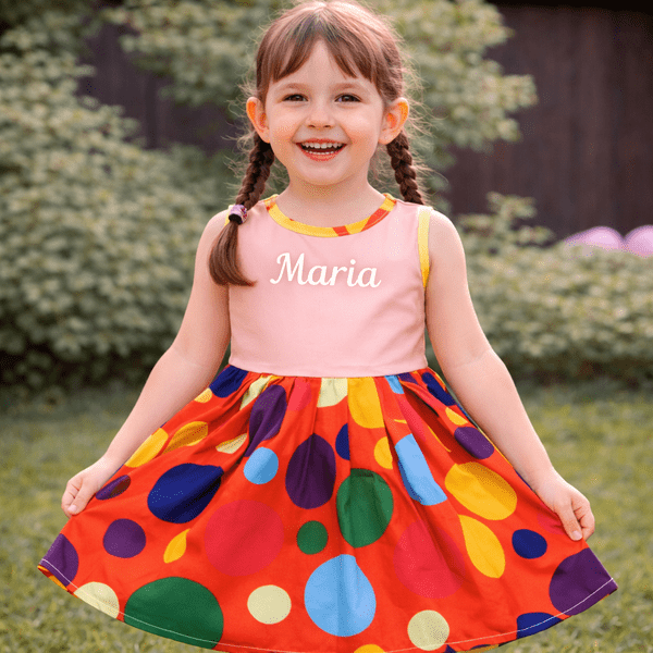 Rochie fete MCF de vară bumbac - personalizată cu nume