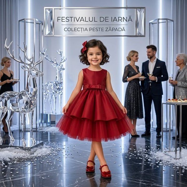 Rochie elegantă fete din tafta și tull – Grena Craciun 2026